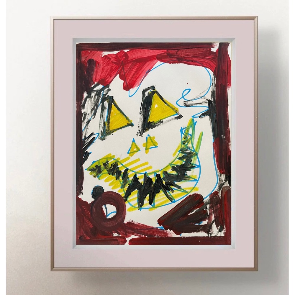 OMAN Original Abstract Painting Skull Jack-O-Lantern Neo-Expressionist Art